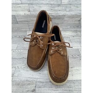 Sebago‎ Cyphon Sea Fisherman Men Brown Leather Boat Shoes B24367 Size 10.5 M